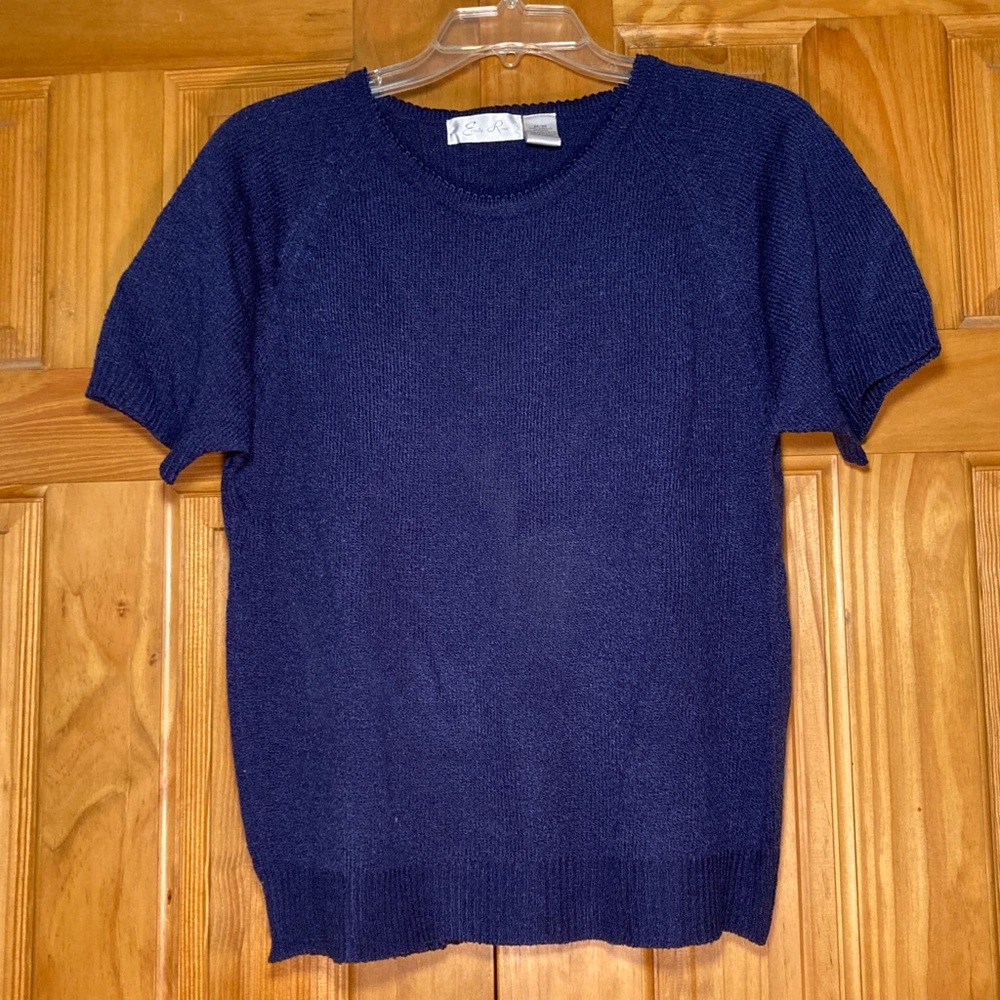 NWOT Emily Rose Vintage 80s 90s Sweater Short Sleeve Blue Size M Medium